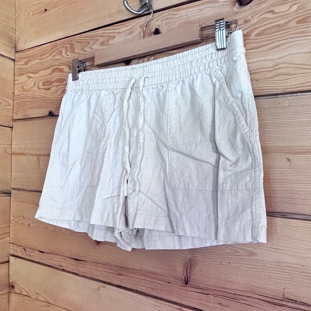 Linen Blend Pull-On Shorts Women Small Beige Summer Beach Casual J.Crew Resort